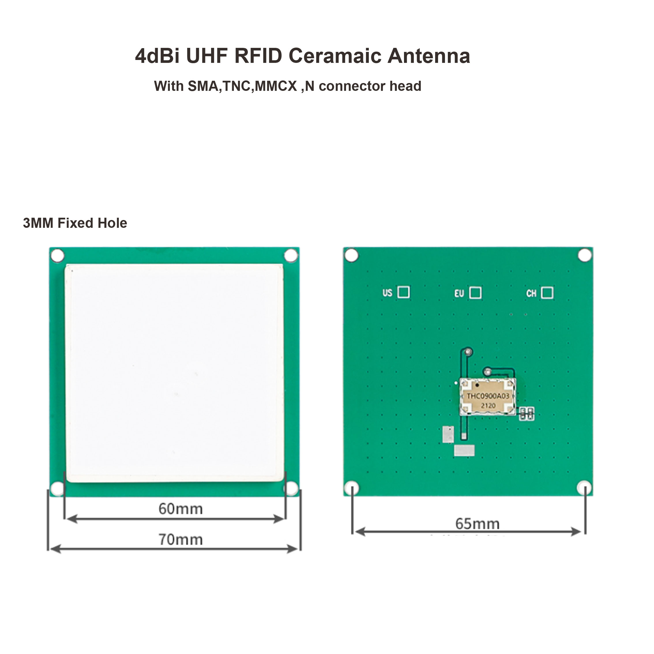 4dBi UHF RFID Ceramic Antenna 60MM